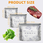 (30pcs )Reusable Aluminum Foil Sealable Storage Bags, 2026 New Resealable Vacuum Zipper Pouches for Food, Stand Up Foil Sealable Bags with Label and Zip Lock for Vegetable Fruit Meat