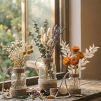 Vintage-Inspired Glass Vase with Hand-Woven Hemp Accents