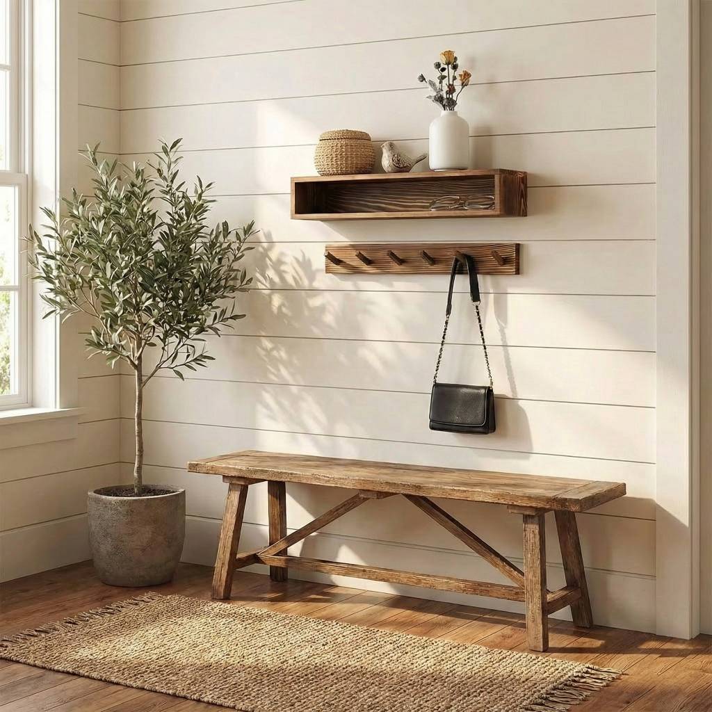 Wall-Mounted Floating Shelf & Coat Rack Set