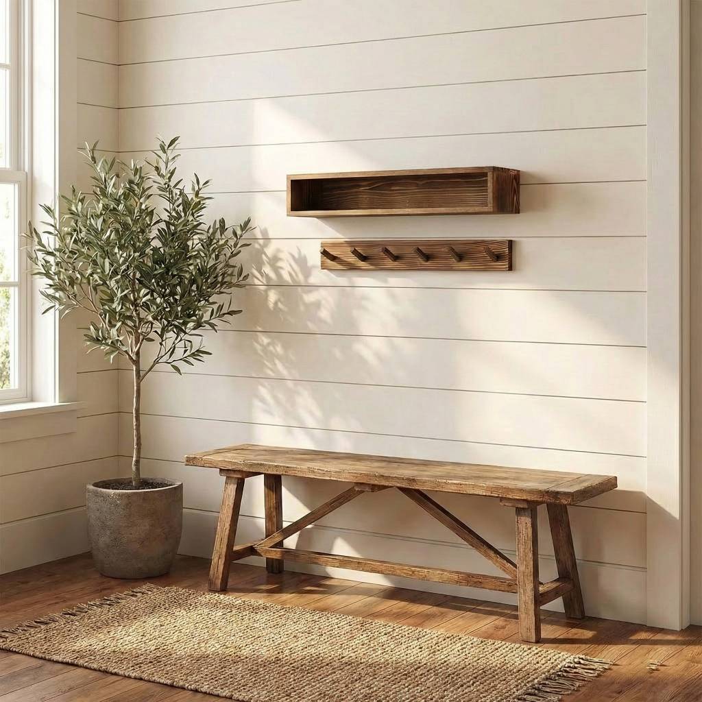 Wall-Mounted Floating Shelf & Coat Rack Set