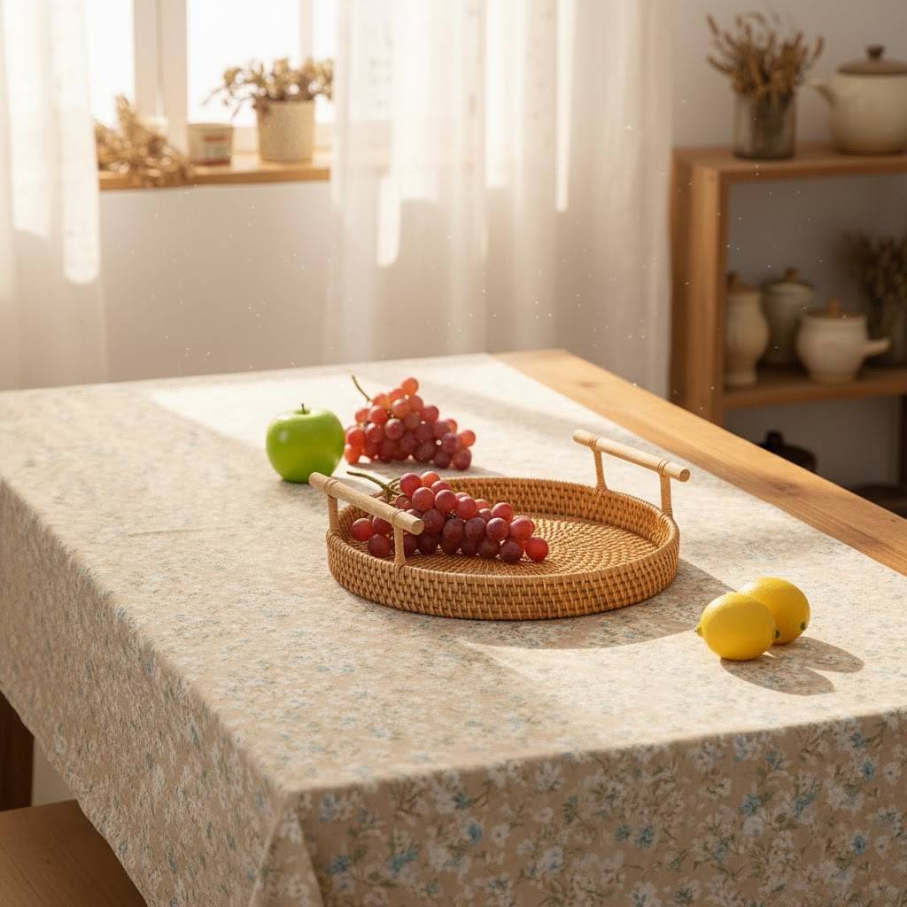 Hand-Woven Vietnam Rattan Serving Tray with Handles