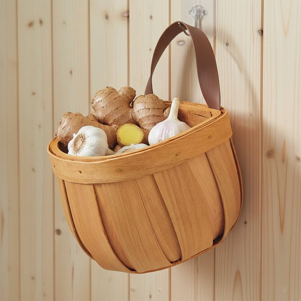 Hand-Woven Pastoral Ginger & Garlic Storage Basket