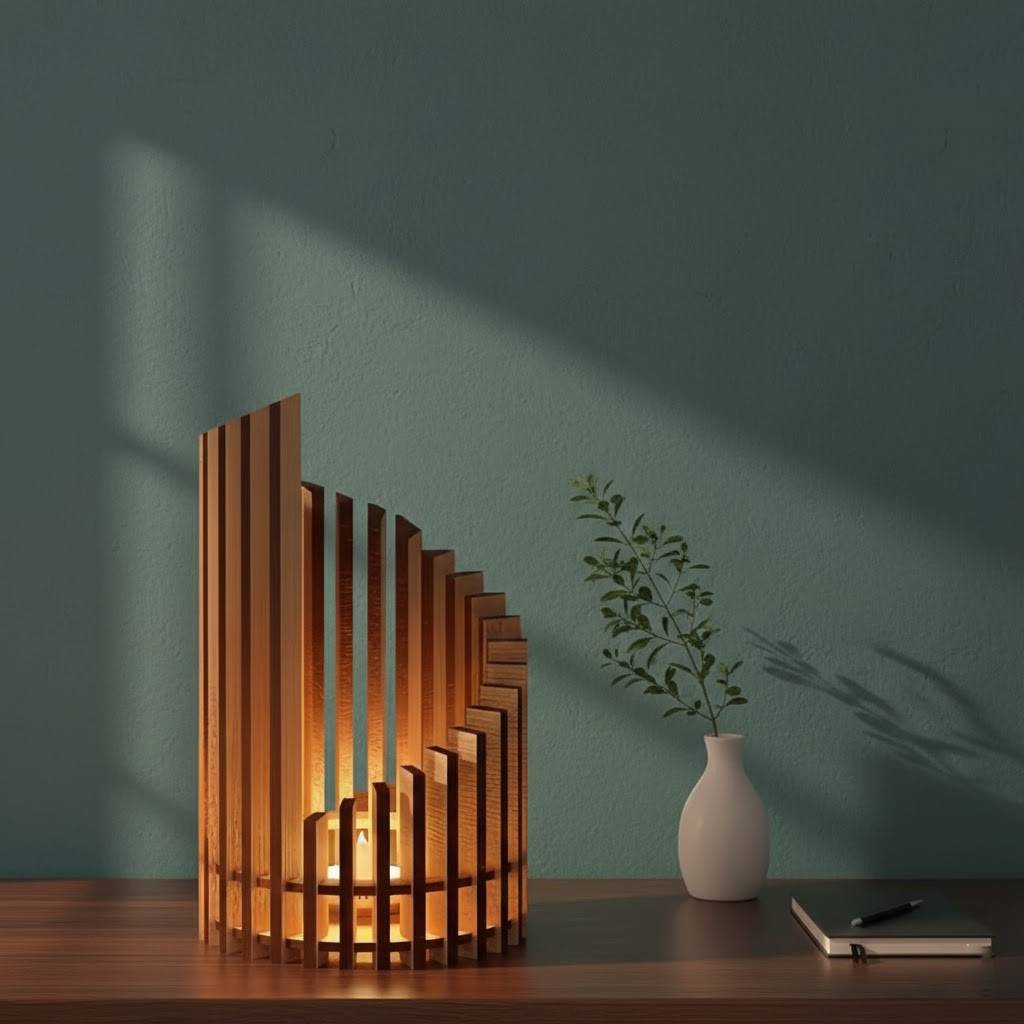 Modern Minimalist Natural Wood Grain Candle Holder