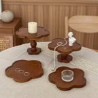 French Vintage Solid Wood Scalloped Pedestal Tray