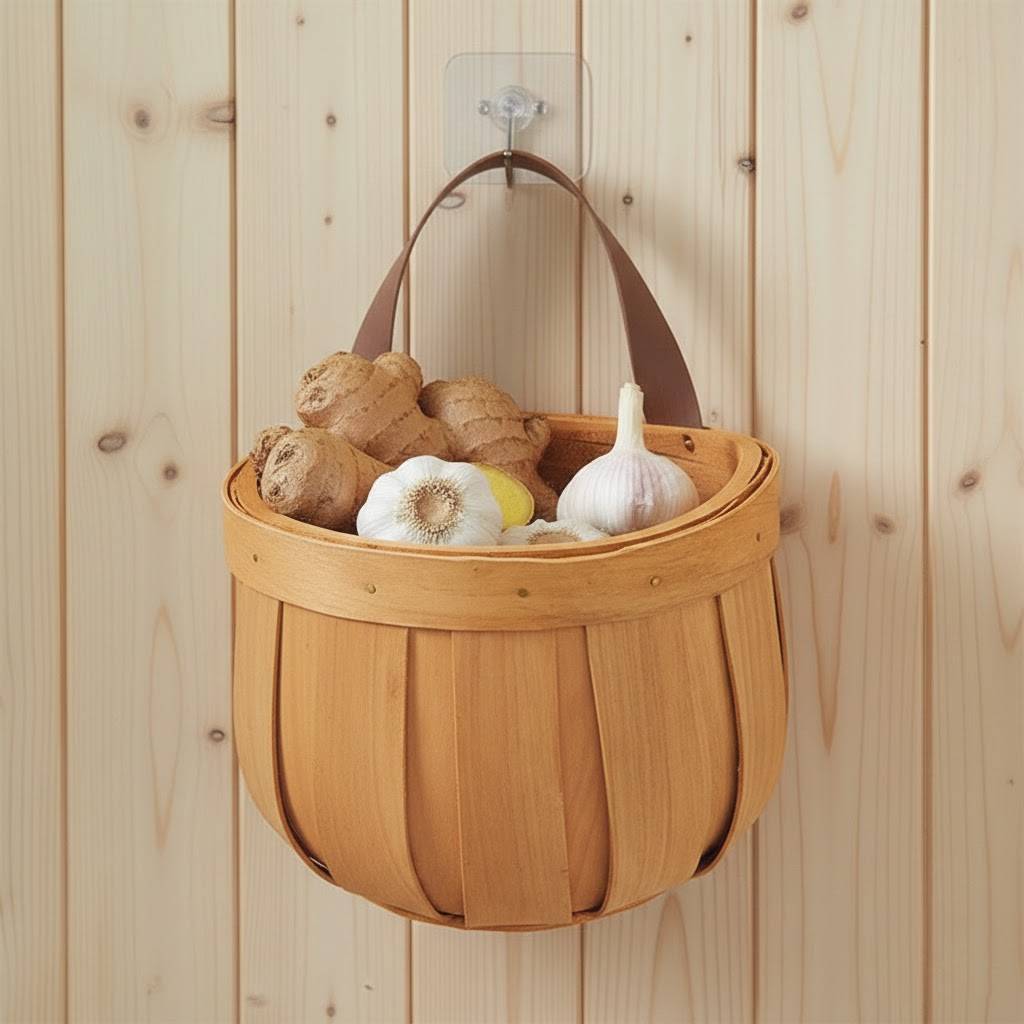 Hand-Woven Pastoral Ginger & Garlic Storage Basket