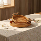 Hand-Woven Vietnam Rattan Serving Tray with Handles