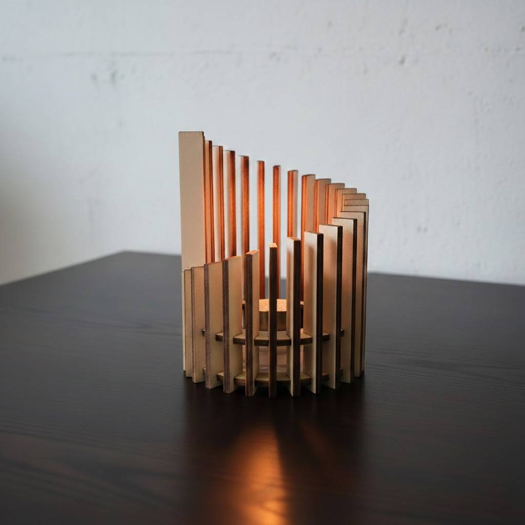 Modern Minimalist Natural Wood Grain Candle Holder